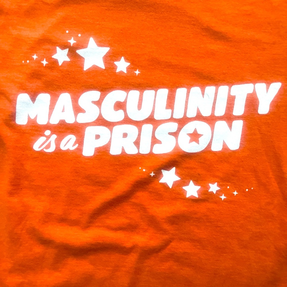 Masculinity Is A Prison Orange Bella + Canvas Large T-shirt